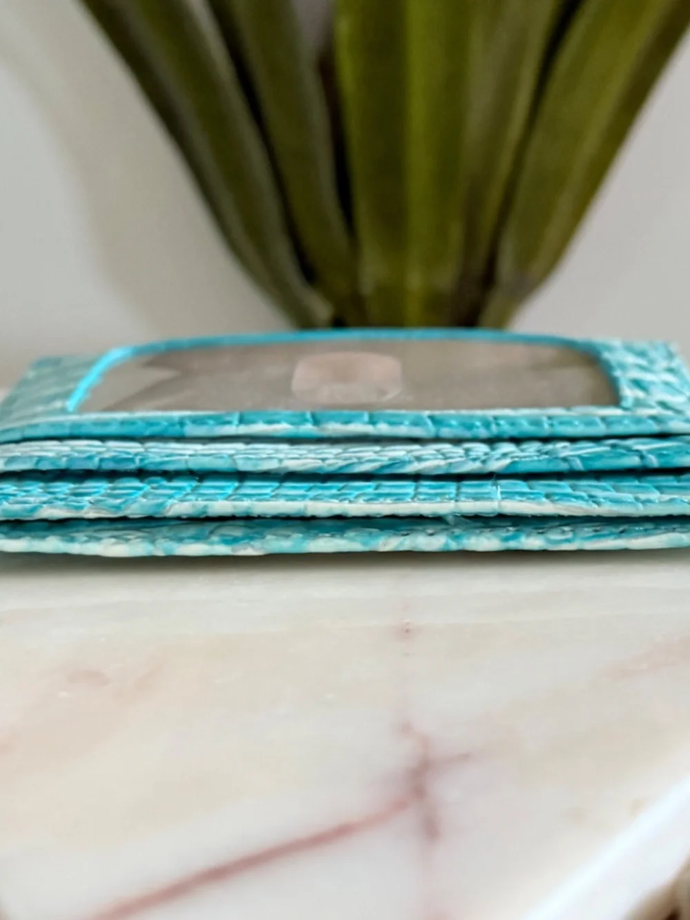 🩵🩵 Brahmin Dusty Blue Cheryl Small Slim CC ID Pocket Wallet Preowned 🩵🩵